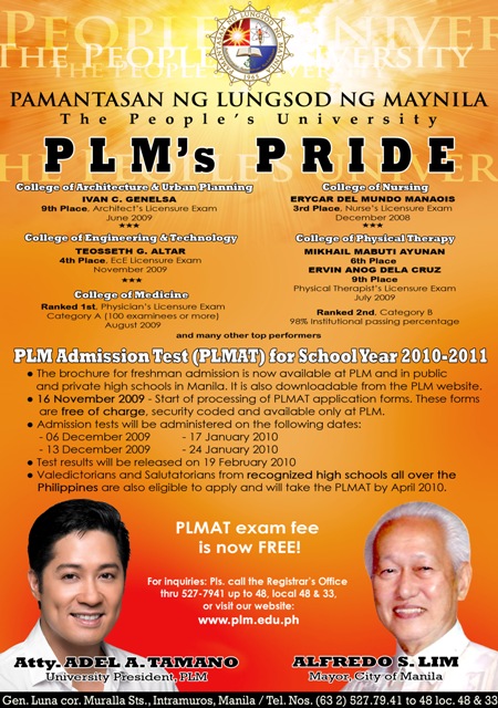 PLMAT Poster for SY 2010-2011